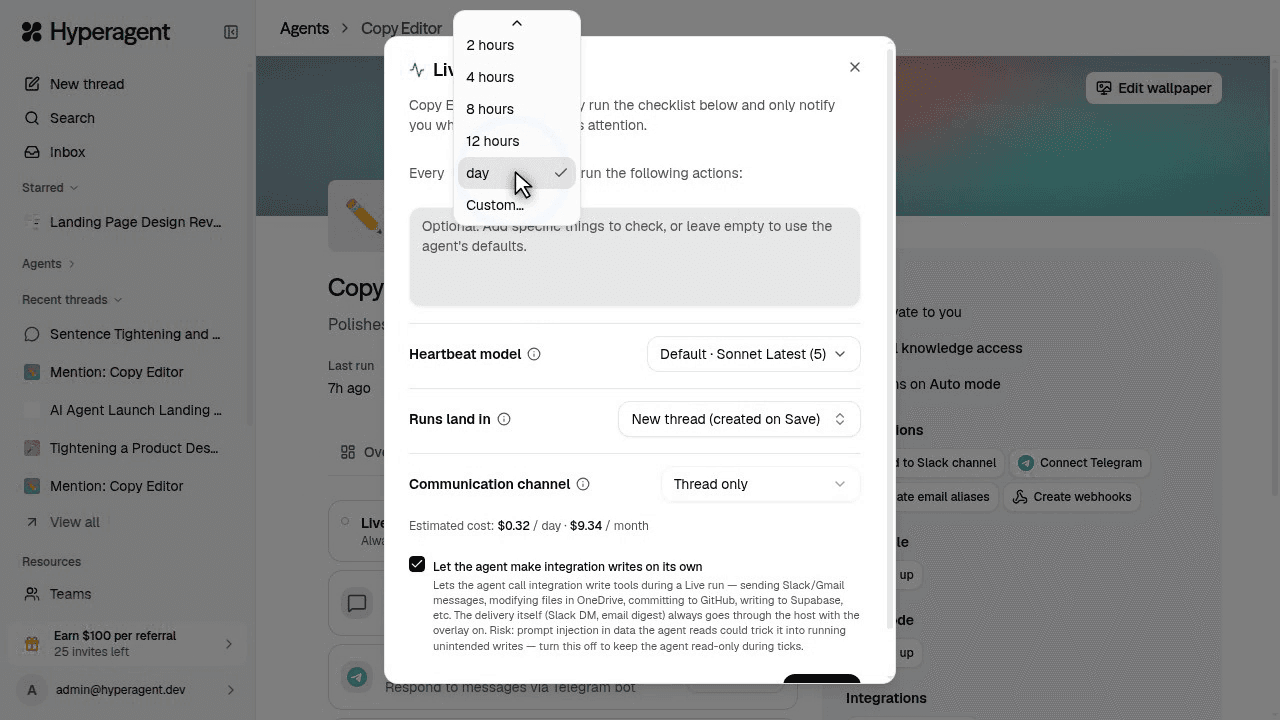 Live Mode cadence controls