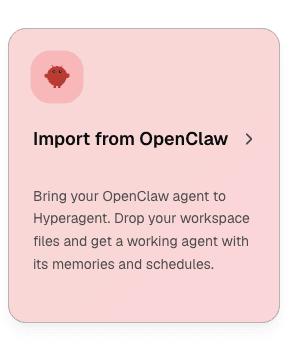 Import from OpenClaw card in the onboarding flow.