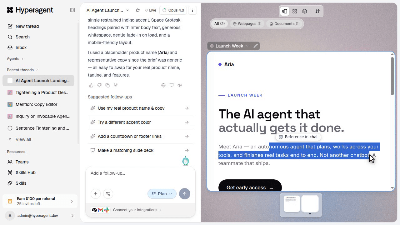 Selected artifact text referenced in chat.