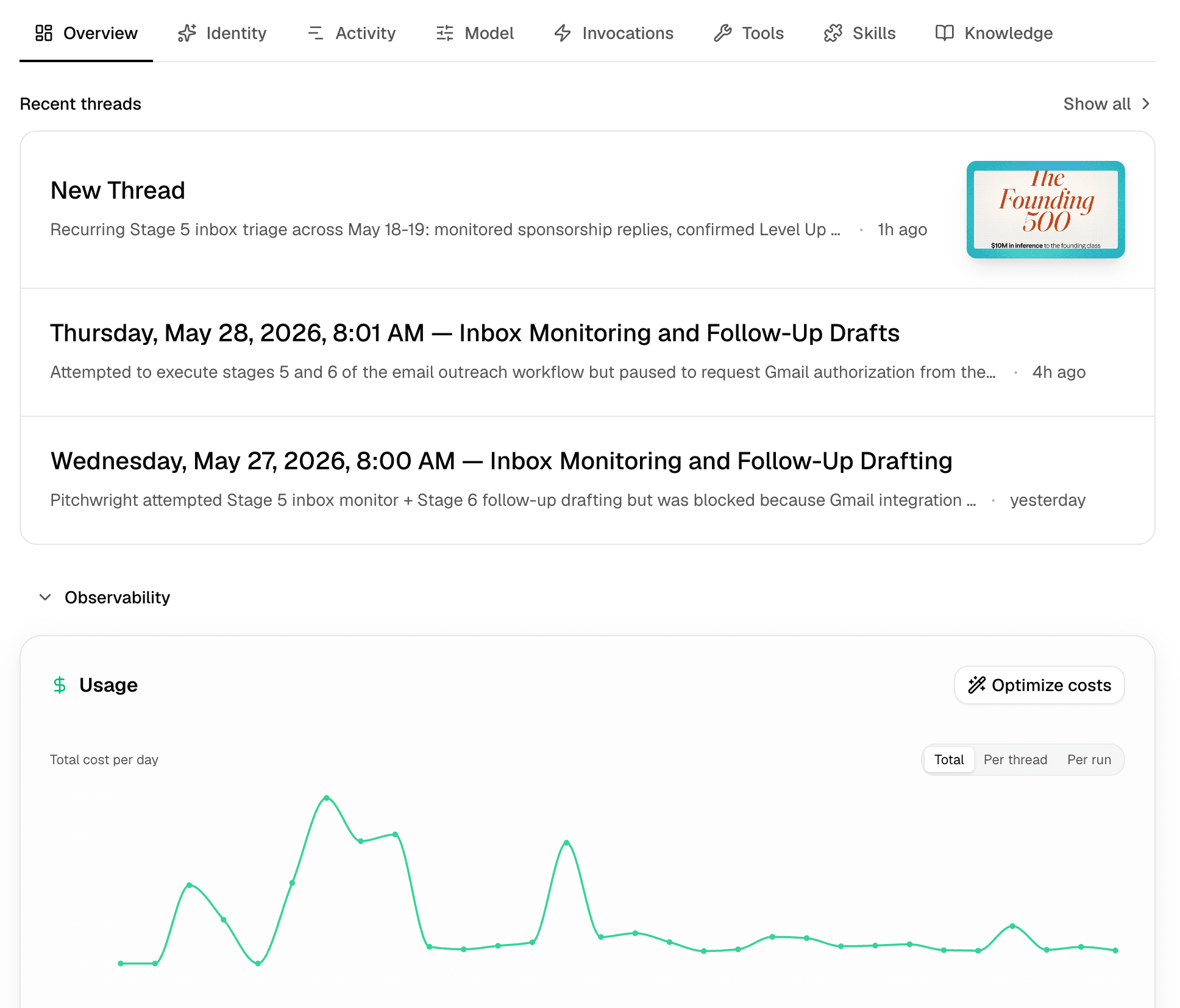 Agent overview while shaping work in product.