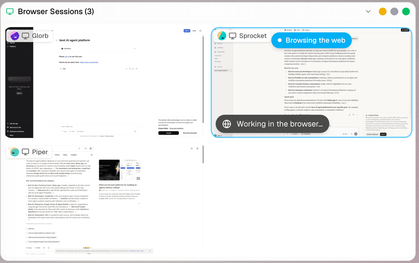 One browser per subagent